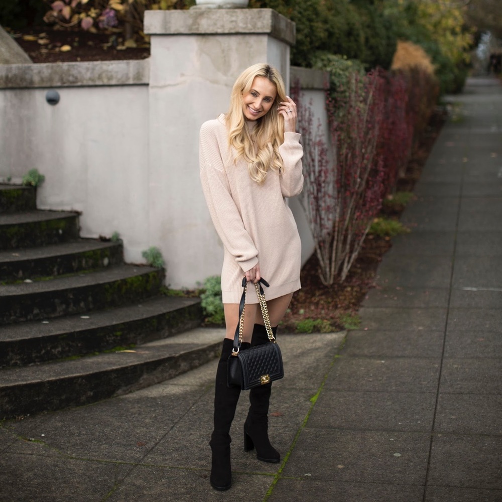 LAST ONE!!!! Long Beige Knitted Mini Sweater Dress - Picture 8 of 8